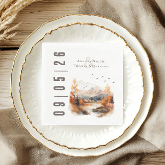 Elegante rustikale Herbstlandschaft Hochzeit Serviette