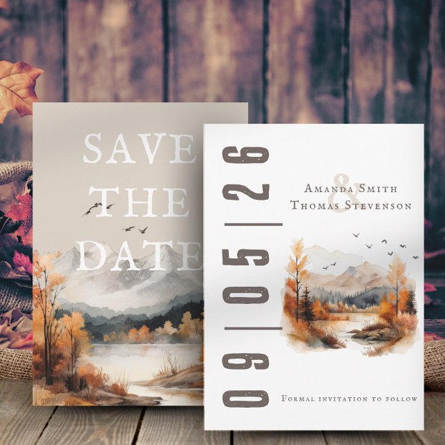Elegante rustikale Herbstlandschaft Save The Date (Von Creator hochgeladen)