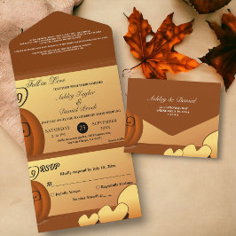 Elegante rustikale Herbstlaub Pumpkin Floral Weddi All In One Einladung