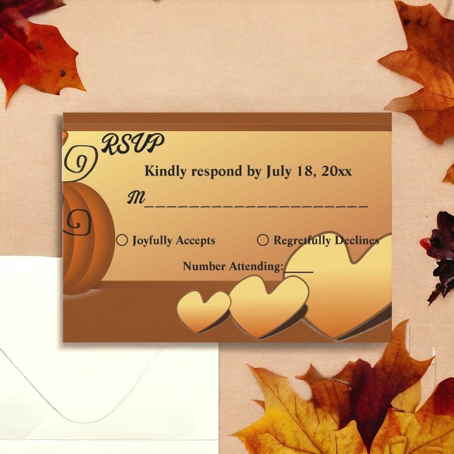 Elegante rustikale Herbstlaub Pumpkin Floral Weddi RSVP Karte (Von Creator hochgeladen)