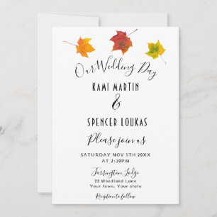 Elegante rustikale Herbstlaube Hochzeit Einladung