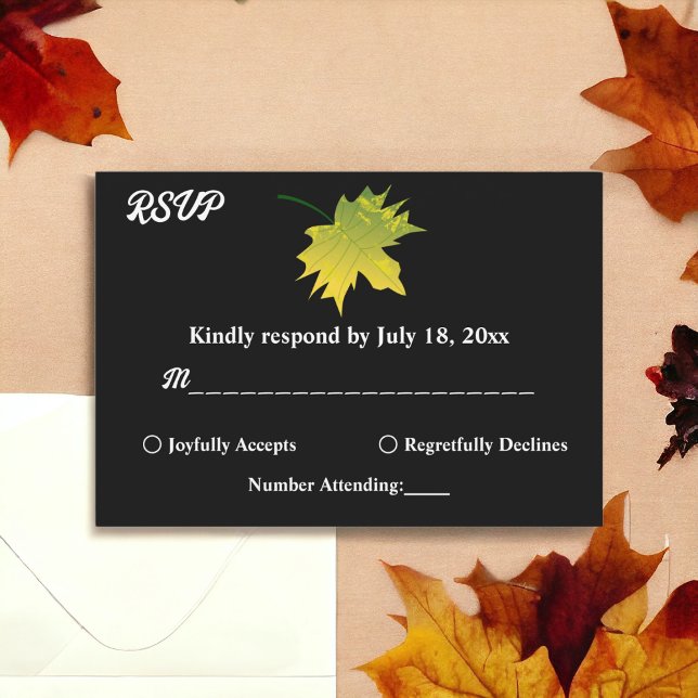 Elegante rustikale Herbstlaube Schwarz-Weiß-Hochze RSVP Karte (Von Creator hochgeladen)
