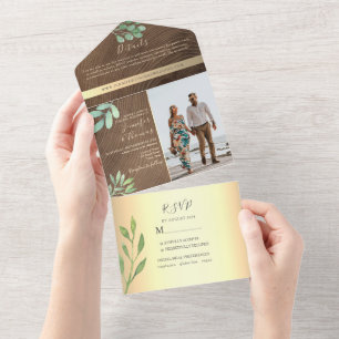 Elegante Rustikale Hochzeit All In One Einladung