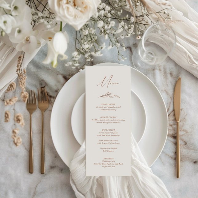 Elegante Rustikale Hochzeit auf der Terracotta Menükarte (Elegant Rustic Terracotta Floral Wedding Menu)