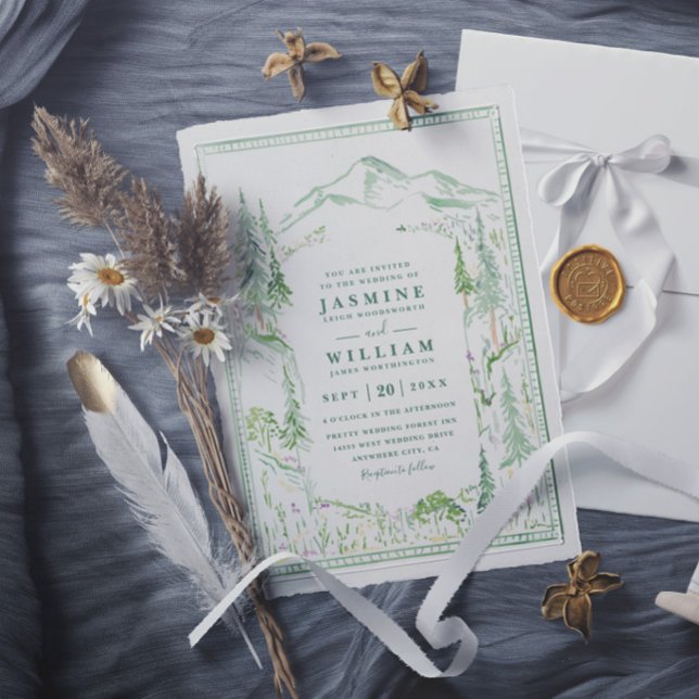 Elegante rustikale Hochzeit mit Wald und Bäumen Einladung (Von Creator hochgeladen)