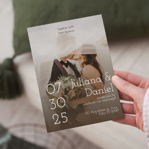 Elegante rustikale Hochzeit Personalisierte Fotovo Einladung