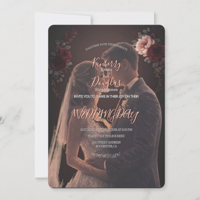 Elegante rustikale Hochzeit Romantische Einladung (Vorderseite)