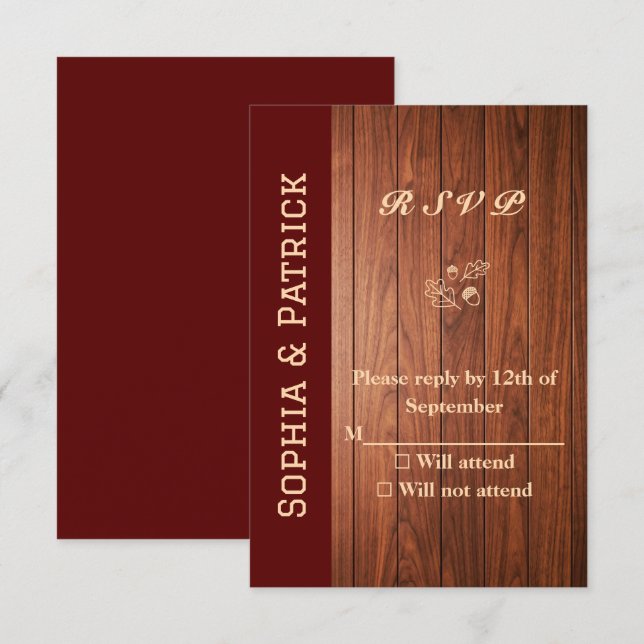 Elegante rustikale Hochzeit RSVP Karte (Vorne/Hinten)