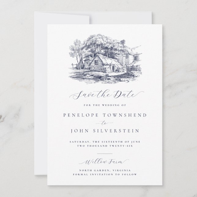 Elegante Rustikale Hochzeit Save The Date (Vorderseite)