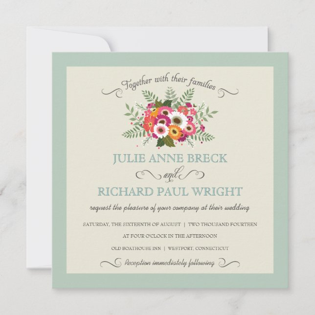 Elegante Rustikale Hochzeiten Einladung (Vorderseite)