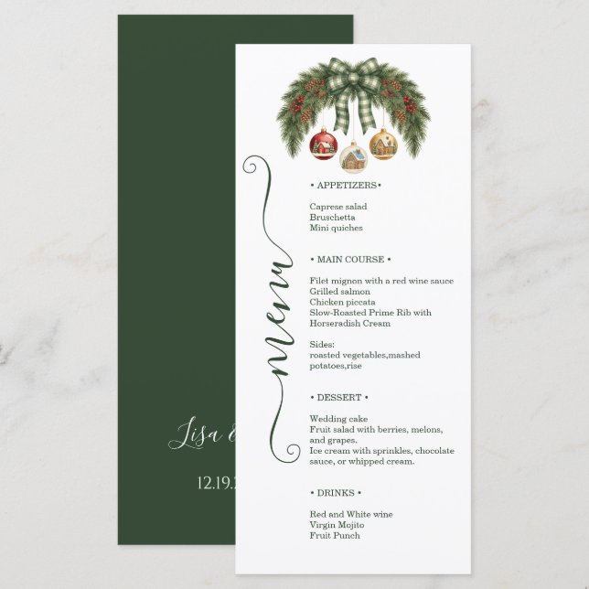 Elegante rustikale Hochzeitsfeier Menükarte (Vorne/Hinten)