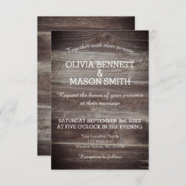 Elegante rustikale Hochzeitskarte aus Holz Einladung