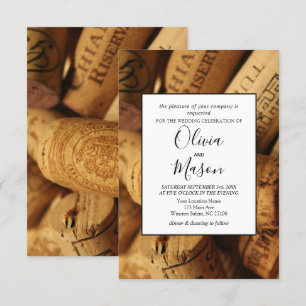 Elegante Rustikale Hochzeitskarte Wine Cork Einladung