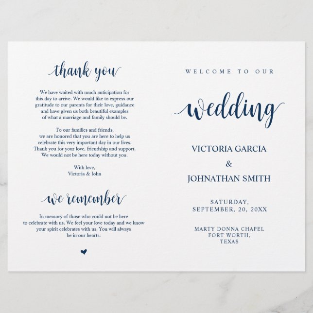 Elegante rustikale Hochzeitsprogramme (Vorderseite)