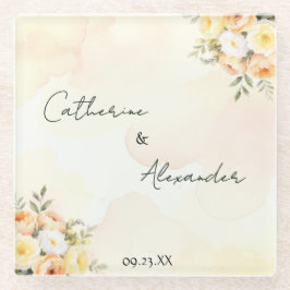 Elegante rustikale Hochzeitssaison Wasserfarben-Ro Glasuntersetzer