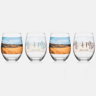 Elegante Rustikale Land Goldene Sonnige Sommer Kun Weinglas Ohne Stiel