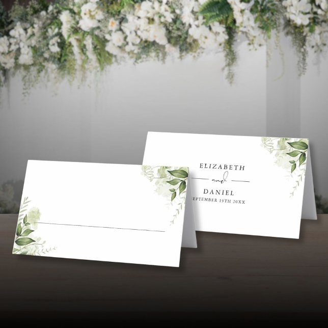 Elegante rustikale Landschaft geklappt Platzkarte (Elegant Rustic Greenery Wedding Folded Place Card)