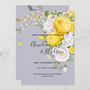 Elegante Rustikale Lichter Hochzeit Gelbe Blüte Einladung