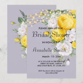 Elegante Rustikale Lichter Yel Bridal Dusche Einla Einladung