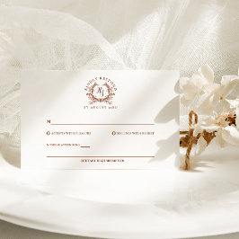 Elegante Rustikale Monogramm Botanische Wappen Hoc RSVP Karte