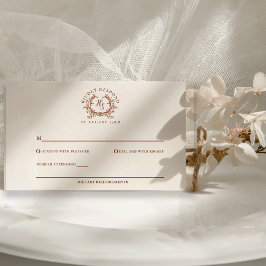 Elegante rustikale Monogramm-Wappen-Hochzeit RSVP Karte