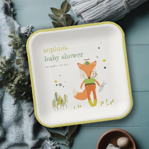 Elegante rustikale Niedliche Woodland Fun Fox Kind Pappteller
