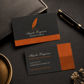Elegante Rustikale Orange-Kohle Notarin und Notar Visitenkarte