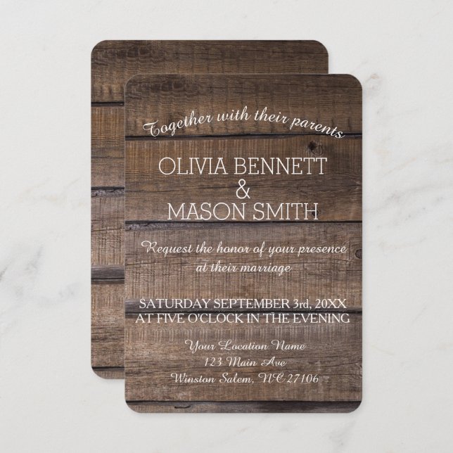 Elegante rustikale Palettenhütte Einladung (Vorne/Hinten)