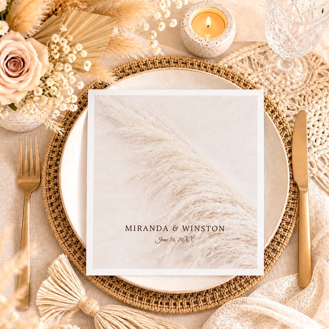 Elegante Rustikale Pampas Grass Wedding Serviette (Von Creator hochgeladen)