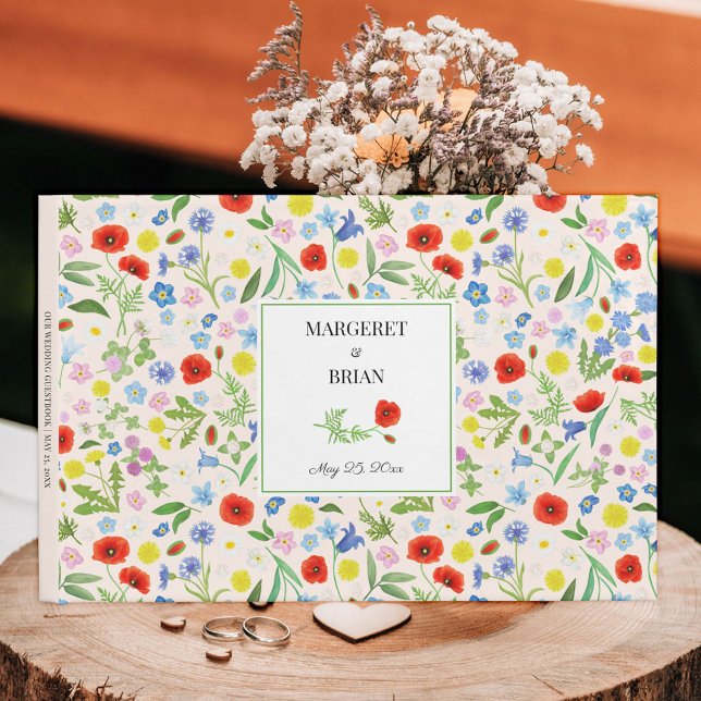 Elegante rustikale Partyflora Gästebuch (Elegant Rustic Country Floral Signature Wedding Guest Book)