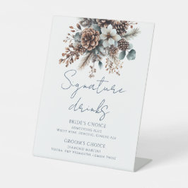 Elegante rustikale Pinecones Bläserngetränke Sockelschild