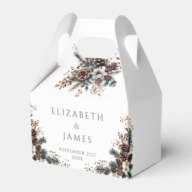 Elegante Rustikale Pinecones Forest Wedding Geschenkschachtel (Vorderseite)