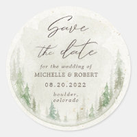 Elegante rustikale Pinienbäume Save the Date