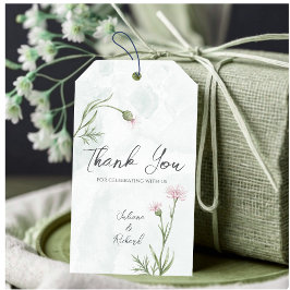 Elegante rustikale Pink Poppy Blumenhochzeit Geschenkanhänger