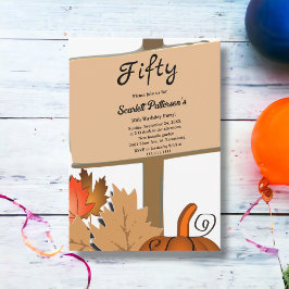 Elegante rustikale Pumpkin Blätter Herbst 50. Gebu Einladung