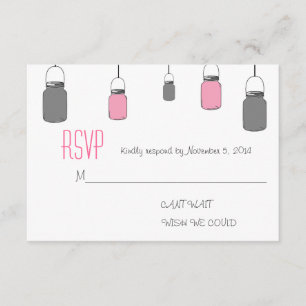 Elegante rustikale rosa graue Maurer-Gläser RSVP Karte