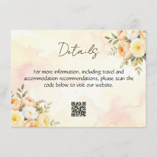 Elegante Rustikale Rosen QR Code Aquarell Hochzeit Begleitkarte