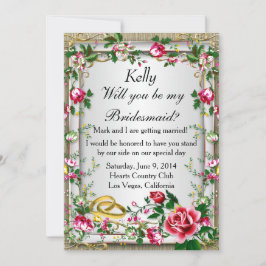 Elegante Rustikale Rote Rosen Bridesmaid Card Einladung