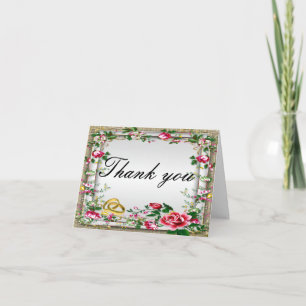 Elegante rustikale Rote Rosen Danke Karte