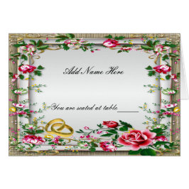 Elegante rustikale Rote Rosen Falttable Platzkarte