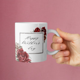 Elegante rustikale Rote Rosen glücklich Muttertag Kaffeetasse