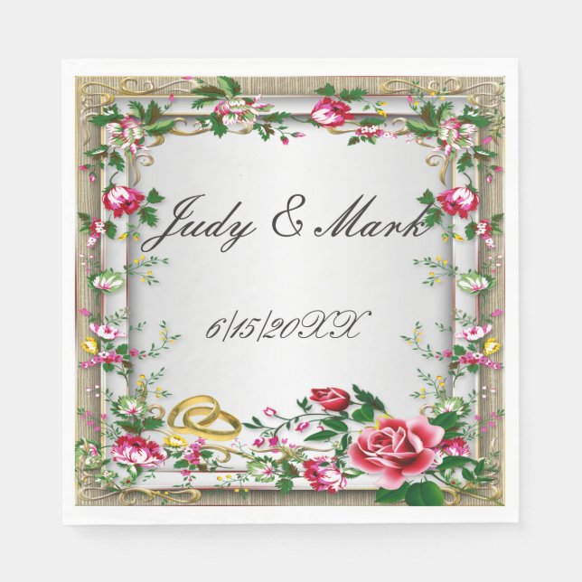 Elegante rustikale Rote Rosen Papier Napkins Serviette (Vorderseite)