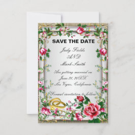 Elegante rustikale Rote Rosen Save the Date Karte
