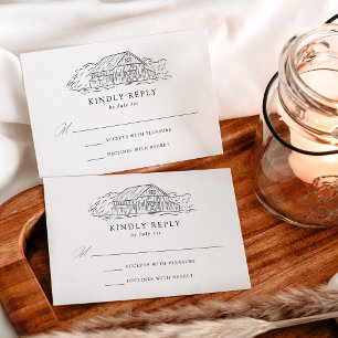 Elegante rustikale Scheunenhochzeit RSVP Karte