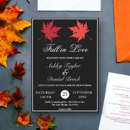 Elegante rustikale Schwarz-Weiß-Blätter Hochzeit i Einladung