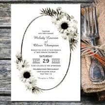 Elegante rustikale Schwarz-Weiß-Blütenhochzeit
