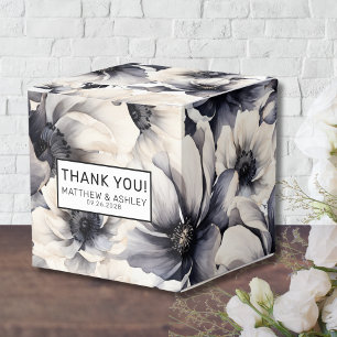 Elegante Rustikale Schwarz-Weiße Florale Hochzeit Geschenkschachtel