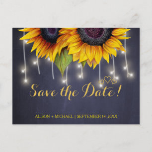 Elegante rustikale Sonnenblumen Herbst Save-the-Da Ankündigungspostkarte