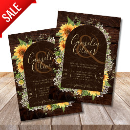 Elegante rustikale Sonnenblumen und Hochzeitsempfa Einladung