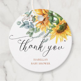 Elegante rustikale Sonnenblumendusche Geschenkanhänger